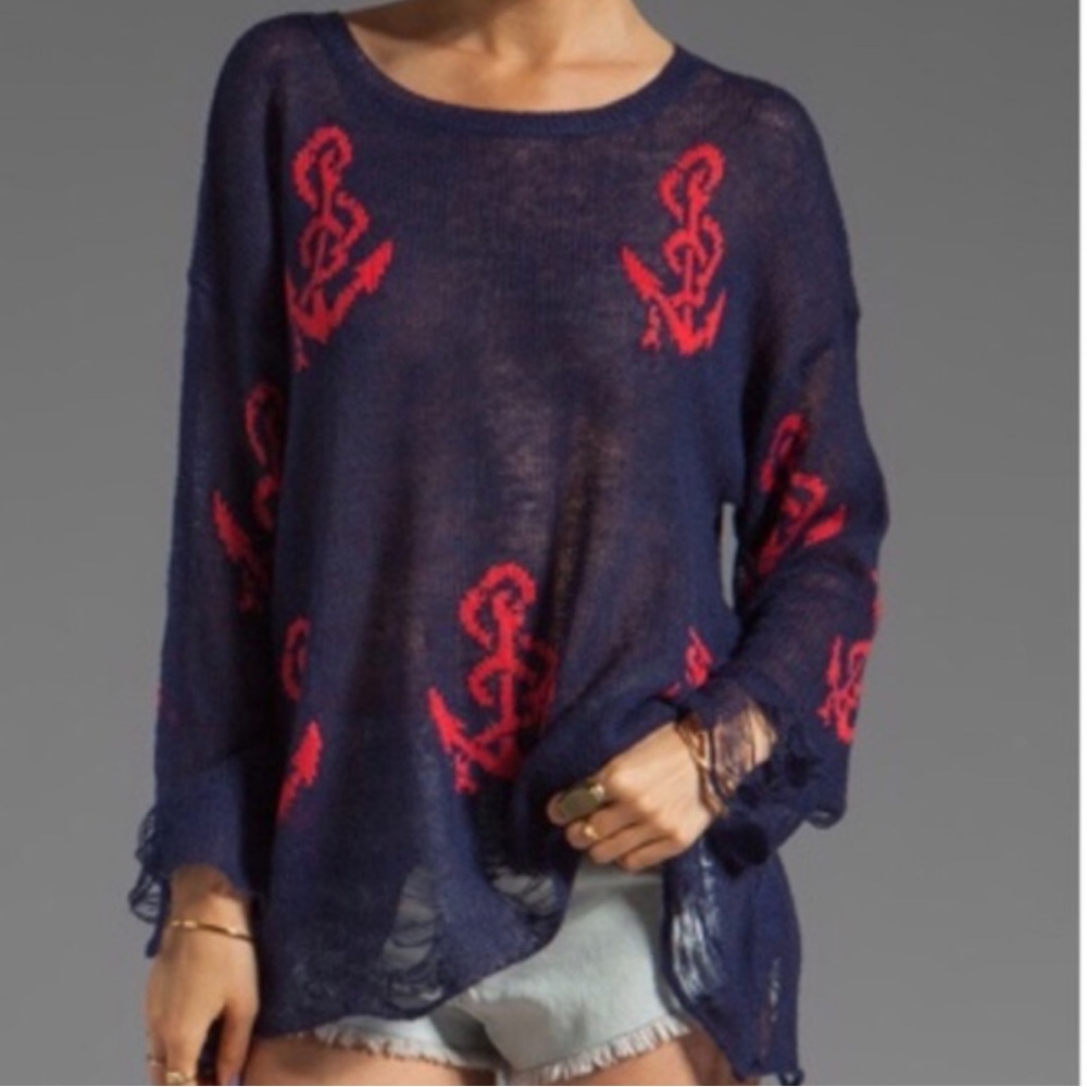 WILDFOX White Label Shipwrecked Lennon Sweater, Size Large
